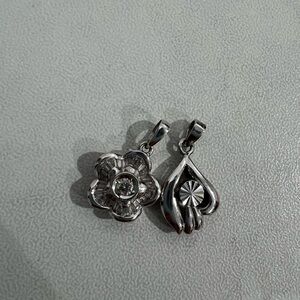 Elegant Silver Flower and Teardrop pendants